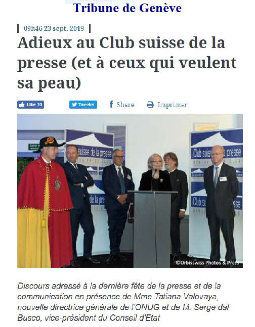 Tribune de Genève - CSP Guy Mettan 